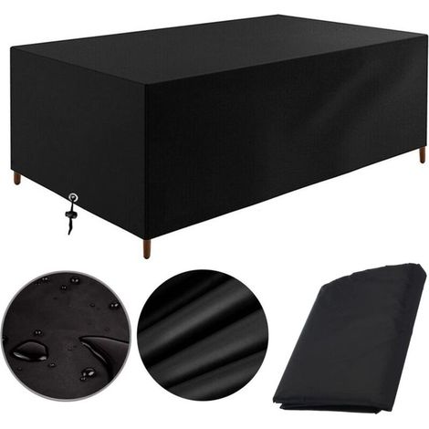 Housse pour salon de jardin - imperméable - Housse de protection résistante aux UV pour salon de jardin - 240 x 162 x 100 cm - Noir (1/5)
