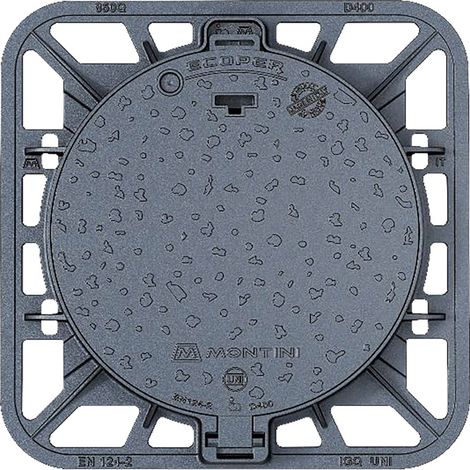 CHIUSINO IN GHISA CLASSE D400 ECOPER Q - 85 x 85 - botola 65 cm / Kg 60,5 - MONTINI