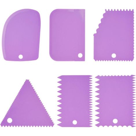 6er Set Kunststoff Teigschaber für Kuchen & Keramik, Lila