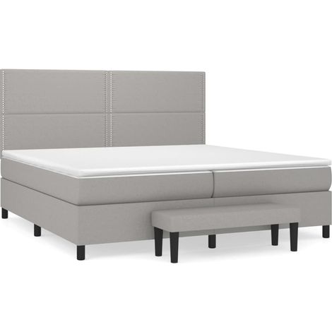 Maison Exclusive - Cama box spring con colchón tela gris claro 20 (1/5)