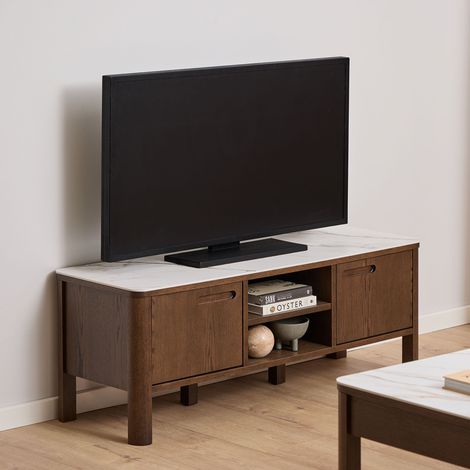 Southampton table TV 2 portes, 2 étagères beige. (1/5)