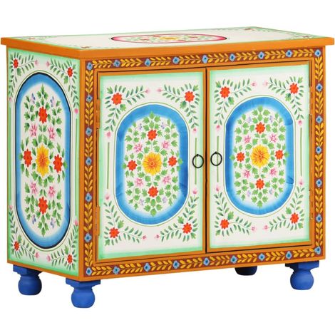 Sideboard Handbemalt 70x35x60 cm Mango Massivholz