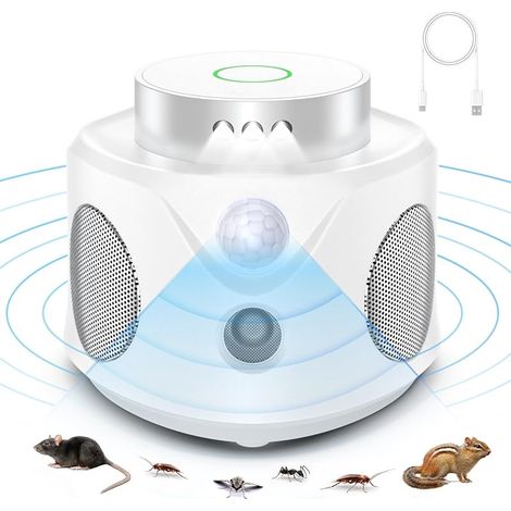 Ultrason Souris et Rats, Repulsif Souris Ultrasons 360° Anti Souris avec Lumière LED Appareil Ultrason pour Nuisible Rongeurs Plug in Répulsif Intérieur Dispositif Anti Nuisible Cafards pour Jardin (1/5)