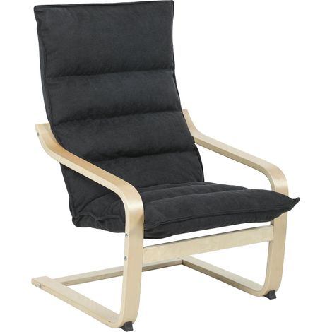 Fauteuil de salon moderne avec dossier haut rembourré, pieds en bois et revêtement en velours 67 x 83 x 105 cm Noir (1/5)