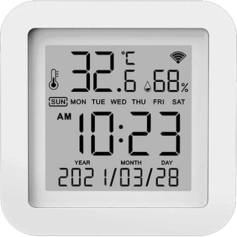 Tuya WiFi LCD-Display, USB-Netzteil, intelligente Sensoren, ℉/℃-Umschaltung, Anzeige von Uhrzeit, Datum, Temperatur und Luftfeuchtigkeit, intelligente Smart-Home-Verknüpfung, kompatibel mit Alexa Home (1/5)