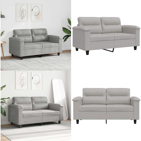 2-Sitzer-Sofa Hellgrau 120 cm Mikrofasergewebe - 2-Sitzer Sofa - Couch - Wohnzimmersofa - Grau Sofa - Microfaser Sofa - Home & Living