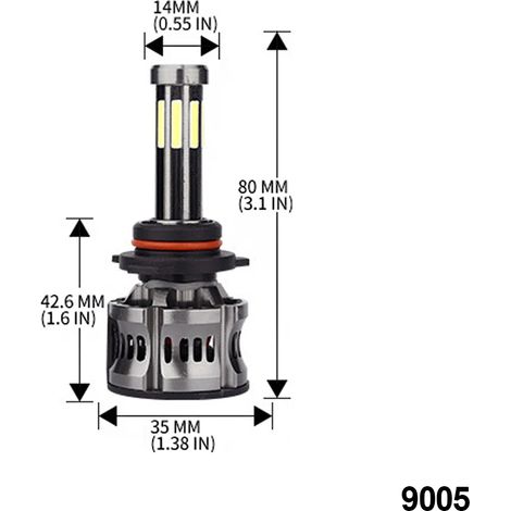 2 H7 8-seitige LED-Lampen, kompatibel mit H4-, H11-, H9- und H8-Autoscheinwerfern, Teilenummern 9005, HB3, 9006 und HB4, 6000 K, 50 W, 360°-Abstrahlwinkel, Abblend- und Fernlicht – AquaForge