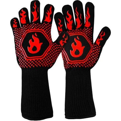 Gant four anti chaleur gant cheminee anti feu Résistant jusqu'a 800°C 1472°F Certification EN407 pour la protection contre les risques thermiques gants four anti chaleur barbecue (1/4)