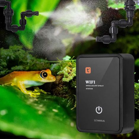 Humidificateur pour Reptiles, Système de Brumisation Intelligent pour Reptiles avec Arroseur de Brouillard Réglables, Automatique Humidificateur pour Terrarium/Amphibiens/Rainforest (1/5)