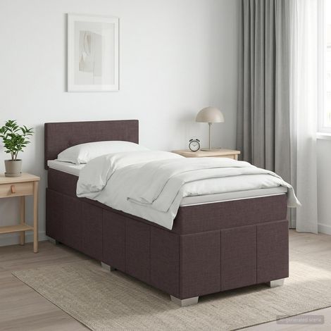 vidaXL Cama box spring con colchón Marrón Oscuro 100 x 200 cm Tela (1/5)