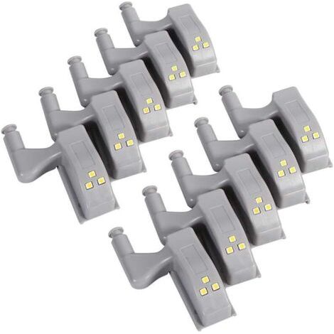 10 pièces charnière LED capteur lumière Armoire Universelle Placard penderie veilleuse-Cuisine/Salon/Chambre veilleuses(Blanc Froid) (1/5)