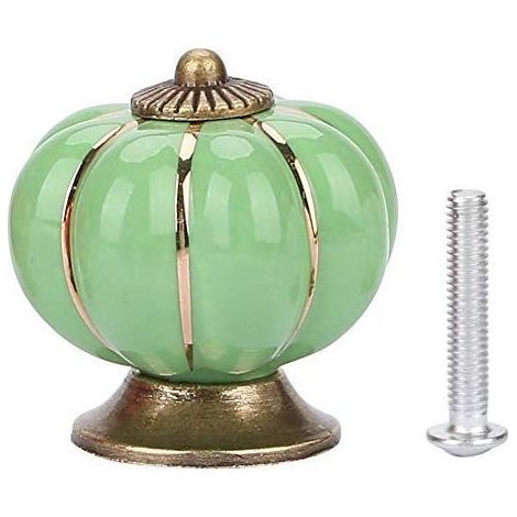 Potiron céramique boutons alliage céramique zinc vintage mignon Cabinet tiroir poignées pour placard commode cuisine meubles chambre des enfants pour Armoire portes meubles maison décoration(vert). (1/5)