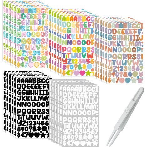 30 Feuilles Autocollants de Numéros Lettres Autocollantes Chiffres Autocollants Lettres Alphabet Vinyle Stickers Lettres Alphabet avec 1 Pièces Pince a Epiler pour DIY Scrapbooking Cartes de Vœux-1 (1/5)