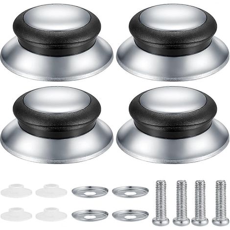 Boutons de couvercle de casserole, lot de 4, poignées universelles robustes en acier inoxydable pour casseroles et poêles de cuisine. (1/5)