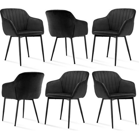 Goeurvant Sillas de comedor minimalistas con asiento ancho y reposabrazos ergonómicos, combinación de confort y elegancia - Juego de 6 - Negro