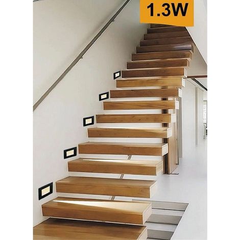 TrAdE Shop Traesio - Segnapasso Placca Nera Muro Sensore Movimento Pir 1,3 W Cassetta 503 Xggyd-001n - -Bianco Caldo - (1/5)