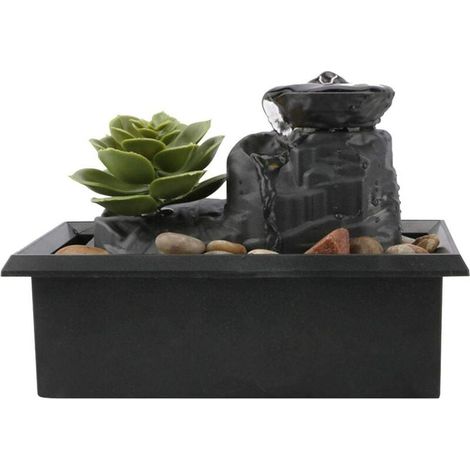Fontaine de table - 11,7 cm - Fontaine à eau d'intérieur en forme de nénuphar - Chargement USB - Lumière LED - Pour bureau, maison, chambre à coucher (1/5)