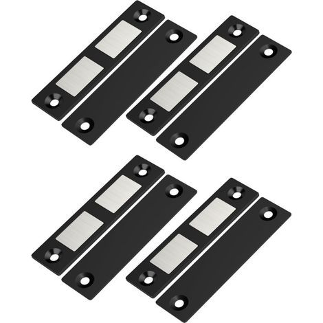 Lot de 4 loquets magnétiques ultra-fins noirs pour portes d'armoires et tiroirs (1/5)