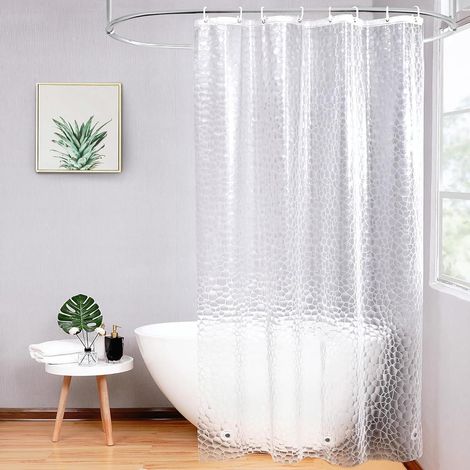 Duschvorhang Wasserdicht 120x180cm Halbtransparent 3D Muster Magnete Ringe (1/5)