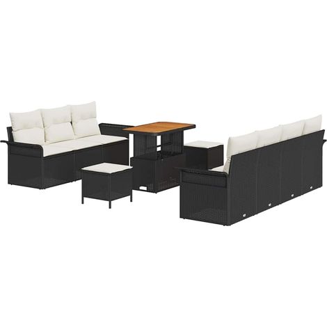 Maison Exclusive - Conjunto de sofás de jardín 10 pcs Negro ratán