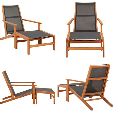Gartenstuhl mit Fußablage Eukalyptus Massivholz und Textilene - Gartenzubehör - Gartenstuhl - Loungesessel - Outdoormöbel - Esszimmerstuhl - Home & Living (1/5)