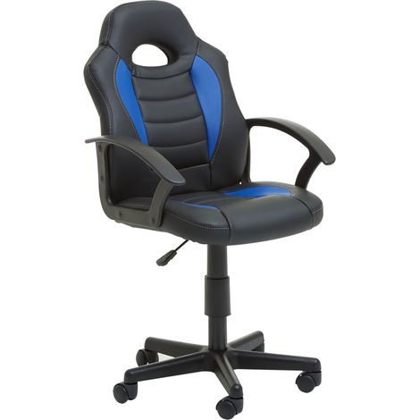 Premier Housewares Black and Blue PU Home Office Chair (1/5)