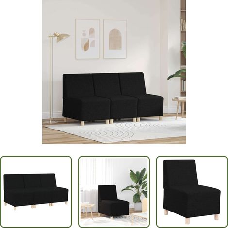 vidaXL Unité de Sofa Modulaire Sans Accoudoirs 3 pc Noir tissu (1/5)