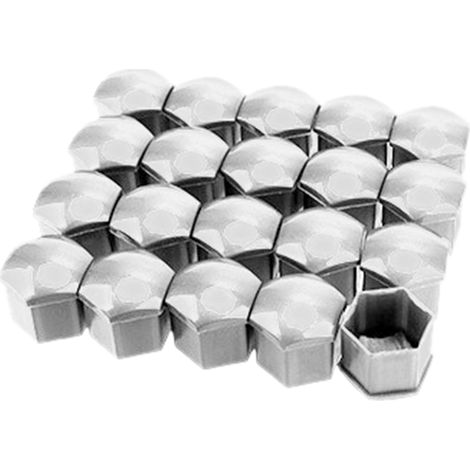 Lot de cache-écrous roue voiture, anti-poussière, décoratifs, clipser, en plastique ABS argent,