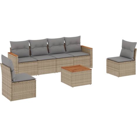 Maison Exclusive - Juego de sofás jardín con cojines beige mezcla (1/5)