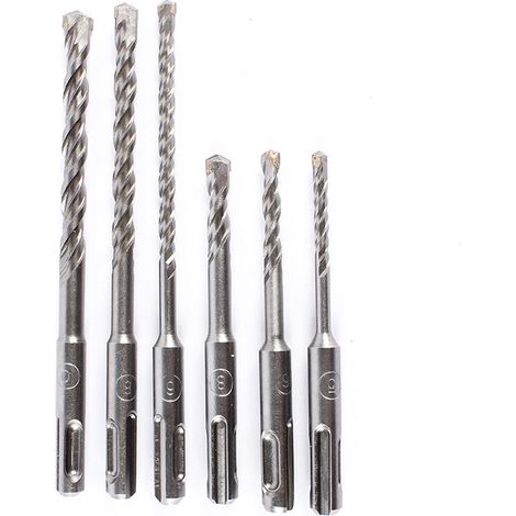 Juego de 6 brocas helicoidales de 5 a 10 mm, fabricadas en aleación de acero y tungsteno, para martillos eléctricos de vástago redondo, aptas para mampostería, hormigón, piedra y roca.