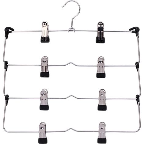 Cintre Multiple - Métal Chromé Et Caoutchouc - Pour Jupes Et Pantalons - Installation Murale - 32 X 36 Cm (1/5)