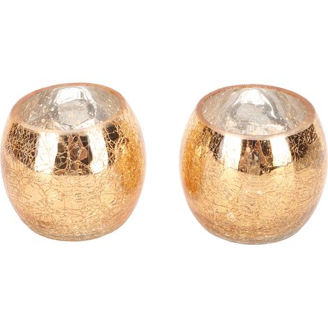 Lot de deux bougeoirs ronds en verre moucheté, bougeoirs à thé dorés, minimalistes, modernes et romantiques, pour la décoration intérieure. (1/5)