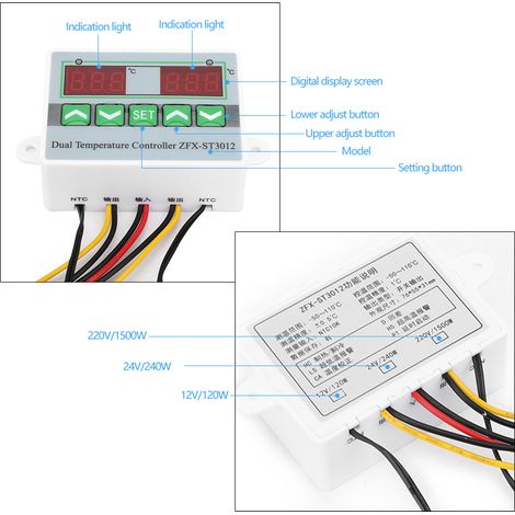 ZFX-ST3012 Contrôleur de Température Thermostat de Micro-Ordinateur Numérique Intelligent Régulateur de Commutateur de Refroidissement de Chauffage(220V) (1/5)