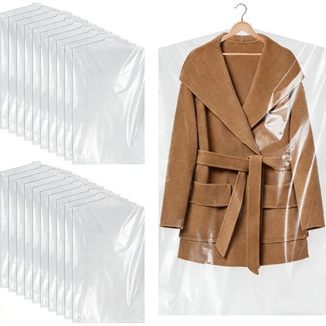 20 Pièces Housses de Vêtements Transparents 60×120CM Housse de Vêtements Pressing Plastique Housses de Vêtements pour Blazers,Manteaux,Robes,Chemises (1/5)