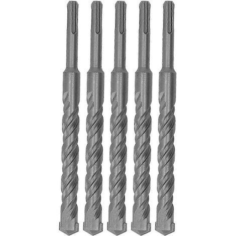 Lot de 5 forets à percussion à pointe carbure, 2 goujures, pour brique et béton, 210 mm x 18 mm (0,71 po). (1/5)