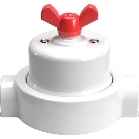 Kit interruttore/deviatore con dado a farfalla e base per Creative-Tubes  in porcellana bianca  Rosso - 2 in linea