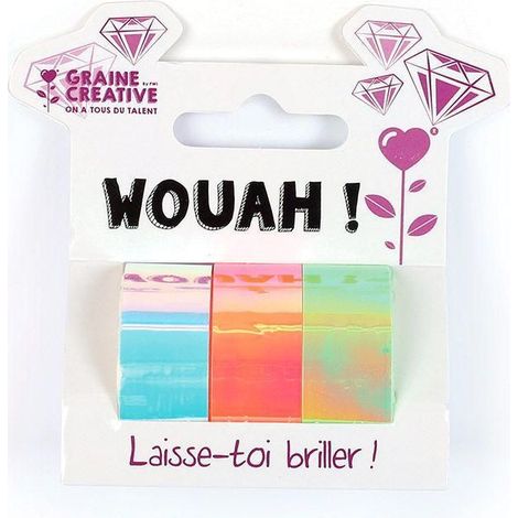 3 rubans de masquage irisés de 5 m x 1,5 cm - blanc, orange, vert (1/2)
