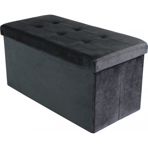 Pouf Contenitore Rettangolare In Velluto Nero (1/4)