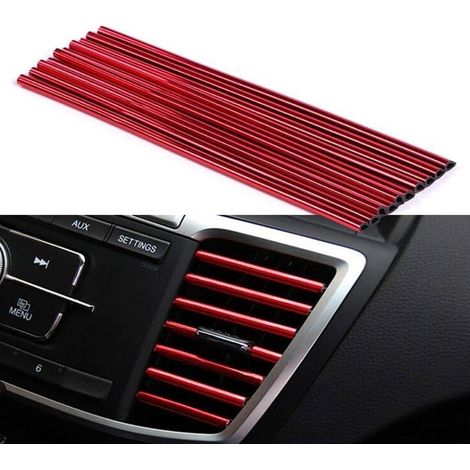 Lot de 10 bandes décoratives de sortie d'air de voiture en PVC multicolore pour décoration d'intérieur de voiture (rouge) (1/5)