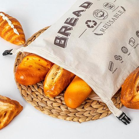 Sac à pain, sac en coton à la cire d'abeille bio pour pain fait main, pain au levain, grande capacité, garde frais, respectueux de l'environnement et réutilisable, fermeture éclair en forme de L (1/4)