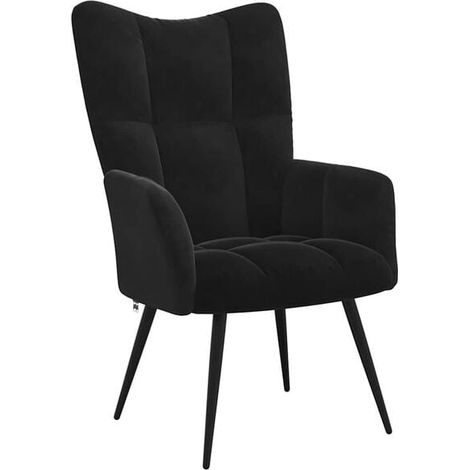 Fauteuil lounge en velours noir (1/5)