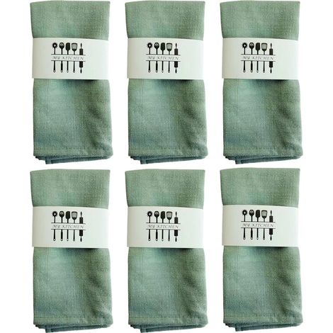 Seviettes Tiples en Tissu duable Lot de 6 à 40 x 40 cm Lavables pou Cuisine et Tables de fête, Vet Clai (1/4)