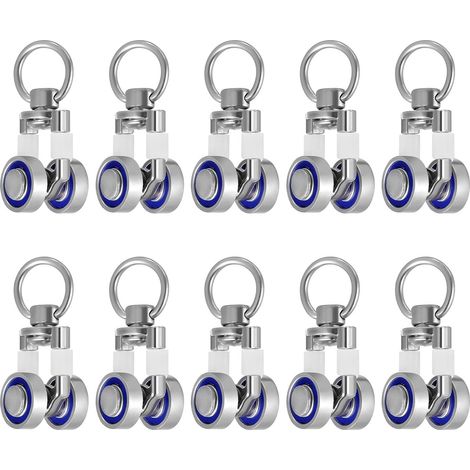 Set di 10 carrucole metalliche per tende con cuscinetti, resistenti all'usura e facili da installare, adatte per binari divisori e pannelli per tende fissi. (1/5)