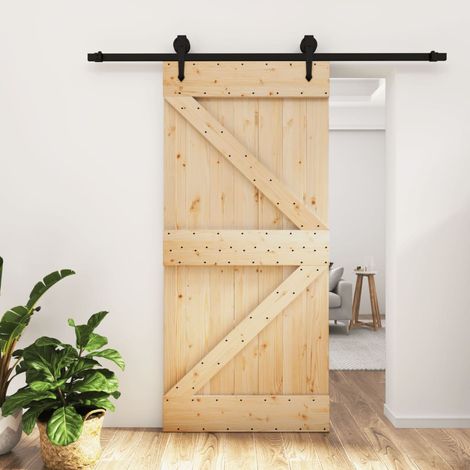 Puerta corredera con herrajes madera maciza de pino 95x210 cm vidaXL (1/5)