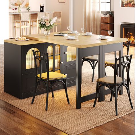 Buffet modulable 120–197/40/72 cm noir, avec table pivotante et éclairage LED RGB (1/5)