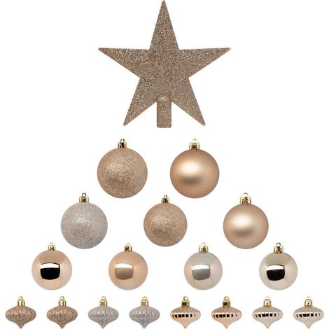 Kit di 18 ornamenti natalizi beige - Atmosphera créateur d'intérieur (1/5)