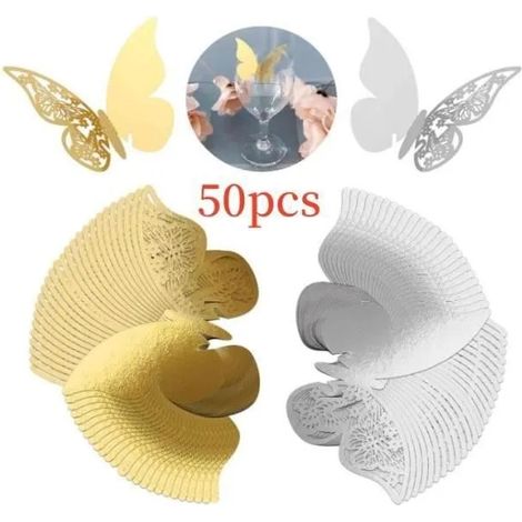 Marque place50pcs marque place baptemecarte de tasse creuse papillonporte nom tabledcoration de cadeaupour MARQUE-PLACE (1/4)
