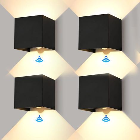 Set 4 Applique LED 12W – Lampade da Parete con Sensore Movimento IP65 (1/5)