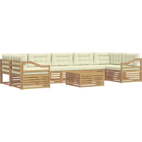 Ensemble de canapés d'extérieur 8 pc Blanc et crème vidaXL (1/5)