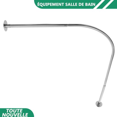 WAOBDLA Mounté au mur rideau de douche rail salle de bain baignoire réglable rideau de douche angle tige en forme de L (1/5)